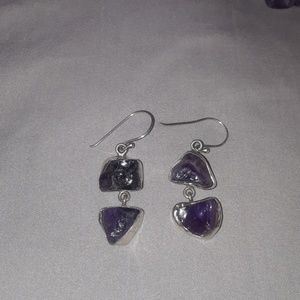 Genuine purple amethyst earrings